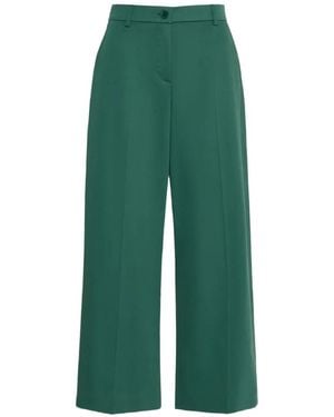 Weekend by Maxmara Pressed-Crease Wide-Leg Trousers - Green