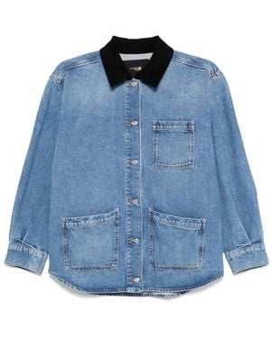 Maje Faded-Effect Denim Jacket - Blue