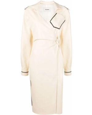 Nanushka Contrast-Stitch Wrap Dress - Natural