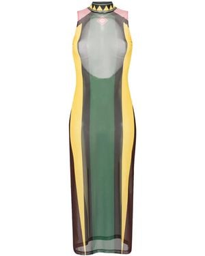 CASABLANCA Open-Back Mesh Maxi Dress - Green