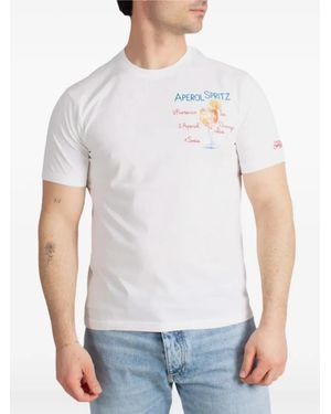MC2 Saint Barth Portofino Embroidered Graphic-Print T-Shirt - White