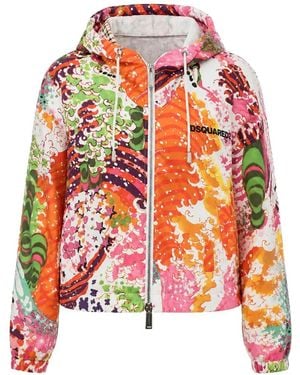 DSquared² Patterned Hooded Jacket - White