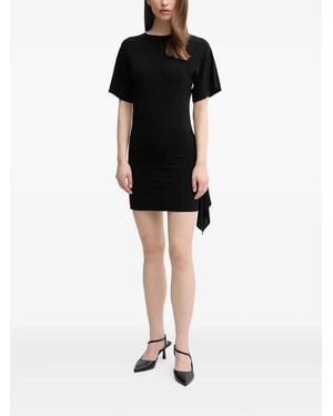 Emporio Armani Draped-Detail Short-Sleeve Mini Dress - Black