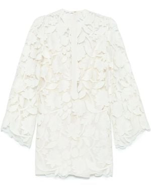 Elie Saab Embroidered Tulle Mini Dress - White