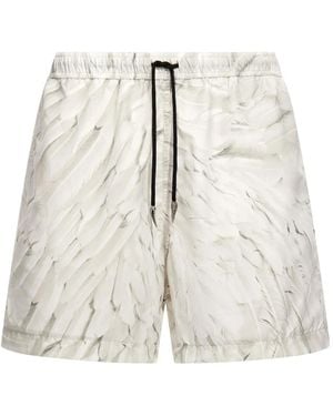 Roberto Cavalli Ice Feathers Print Swim Trunks - White