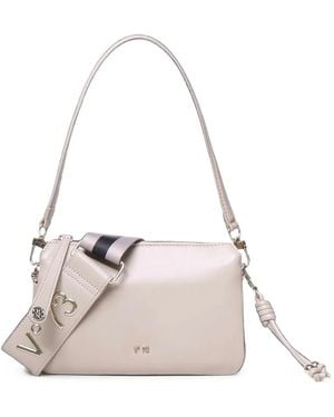 V73 Tracollina Zircone Logo-Plaque Shoulder Bag - Natural