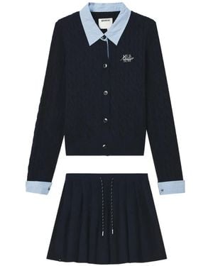 Musium Div. Cable-Knit Cardigan And Mini Skirt Set - Blue