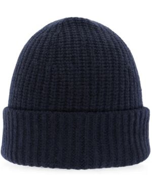 EMERSON RENALDI Waffle-Knit Turn-Up Beanie Hat - Blue