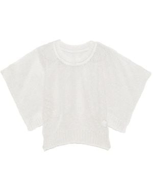 Issey Miyake Cialda Open-Knit Short-Sleeve Linen T-Shirt - White