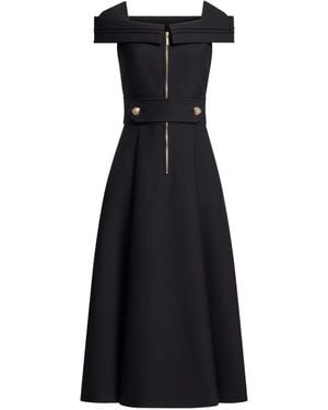Elie Saab Zip-Detail Midi Dress - Black