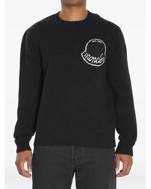 Moncler Pullover mit Intarsien-Logo - Schwarz