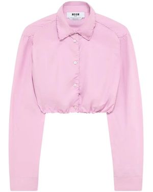 MSGM Gerafftes Cropped-Hemd - Pink