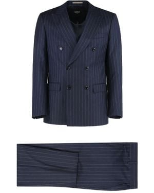 BOSS Double-Breasted Pinstripe Suit - Blue