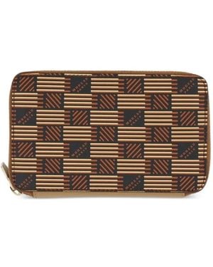 Moreau Mini Geometric-Print Zip-Around Wallet - Brown