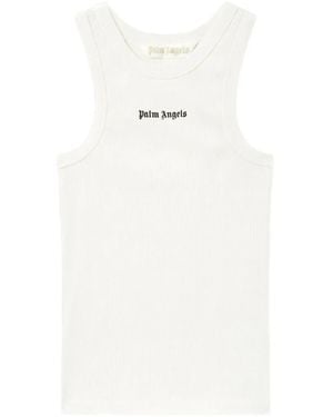 Palm Angels Classic Logo Fitted Tank Top - White