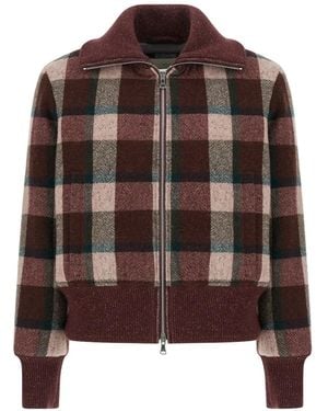 Paul & Shark Check-Pattern Bomber Jacket - Brown