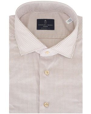 Emanuel Berg Yoga Gingham-Check Shirt - White