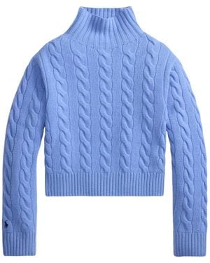 Polo Ralph Lauren Rollkragenpullover Mit Zopfmuster - Blau