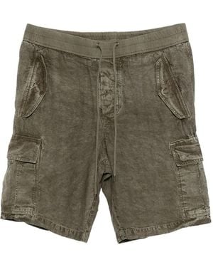 James Perse Linen Textured Cargo Shorts - Green