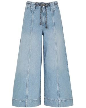 Free People Sheer Luck Wide-Leg Jeans - Blue