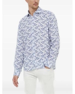 Joop! Floral-Print Linen Shirt - Blue
