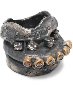 KUNDO Studded Band Ring - Grau