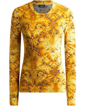 Etro Chenille Jacquard Long-Sleeve T-Shirt - Yellow