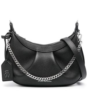 Stuart Weitzman Stellar Crescent Leather Shoulder Bag - Black