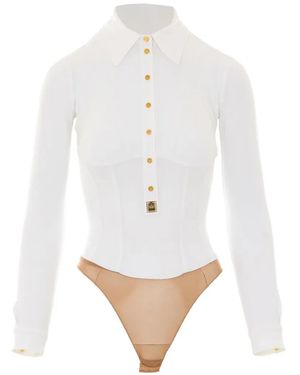 Elisabetta Franchi Button-Up Long-Sleeve Body - White