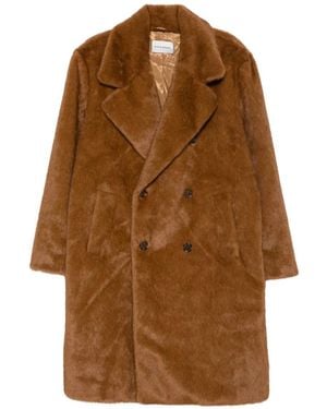 Drole de Monsieur Double-Breasted Faux-Fur Coat - Brown