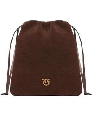 Pinko Drawstring Suede Tote Bag - Brown