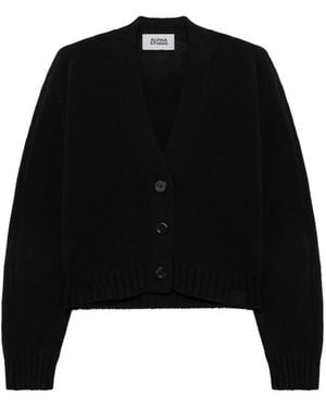 Alpha Studio Button V-Neck Cardigan - Black