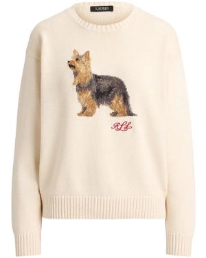 Ralph Lauren Jersey De Algodón Con Perro En Intarsia - Blanco