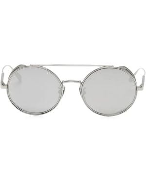 Linda Farrow Baret Round-Frame Sunglasses - White