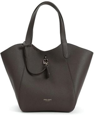 Giorgio Armani Medium Pebbled-Leather Tote Bag - Black