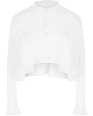 CFCL Ribbed-Knit Cropped Shirt - White