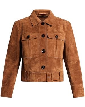 Tom Ford クロップド スエードジャケット - ブラウン