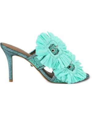 Kurt Geiger Buckle-Fastening Fringed Heeled Sandals - Green