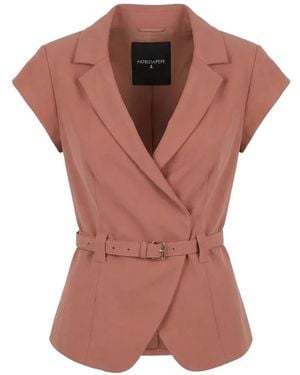 Patrizia Pepe Belted Short-Sleeve Jacket - Brown