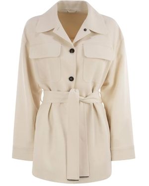 Brunello Cucinelli Viscose And Wool Safari Jacket - Natural