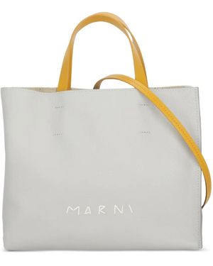 Marni Museo Soft Colourblock Leather Tote Bag - Grey