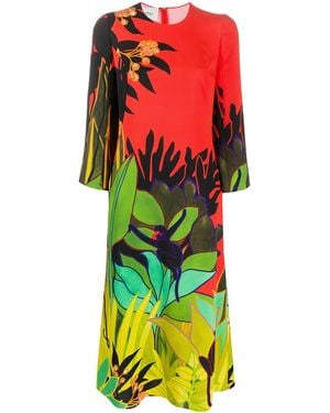 Valentino Garavani Monkey Forest Print Midi Dress - Red