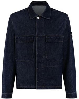 Stone Island Logo-Patch Denim Jacket - Blue