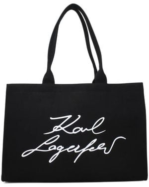 KARL LAGERFELD Logo-Print Tote Bag - Black