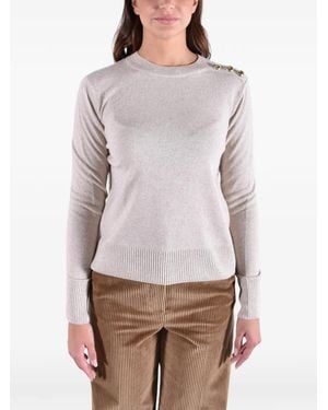 Barbour Eleanor Button-Detail Crew-Neck Sweater - Grey