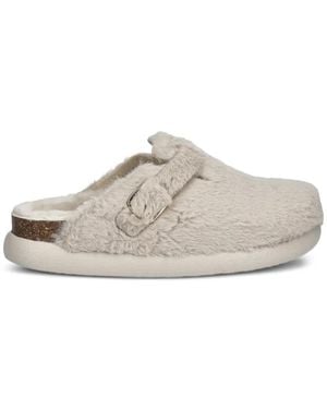 Scholl Buckle Strap Mules - White