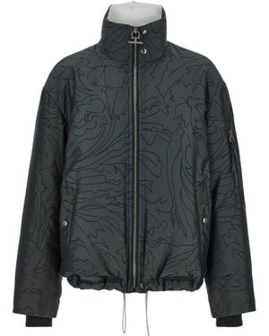 Ferragamo Floral-Print Bomber Jacket - Black