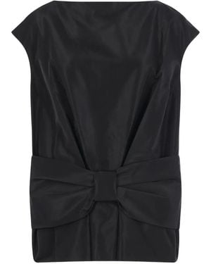 Simone Rocha Bow-Detail Peplum Top - Black