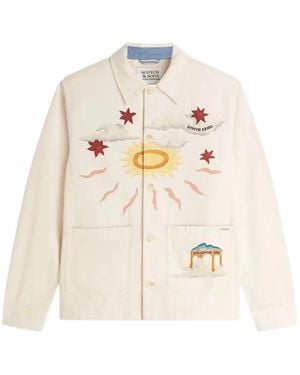 Scotch & Soda Graphic-Print Button-Up Shirt - White