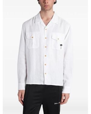 Palm Angels Logo-Embroidered Flap-Pocket Shirt - White